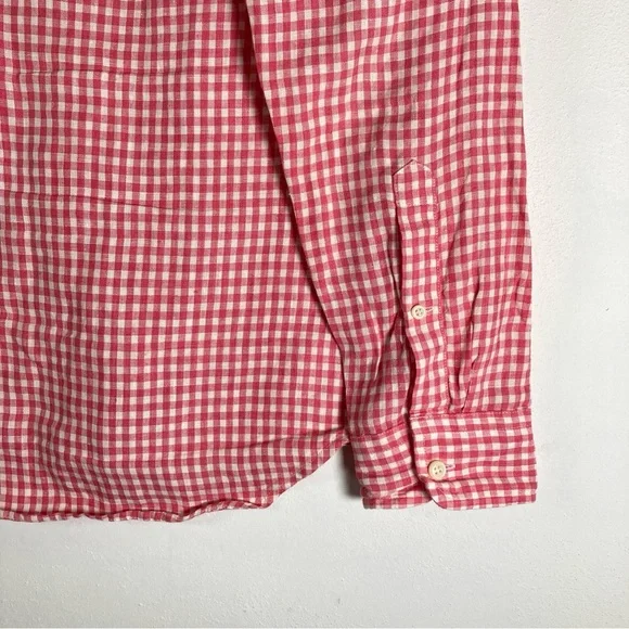 Club Monaco Gingham Check Shirt Pink Slim Fit Men Size L - Picture 11 of 16